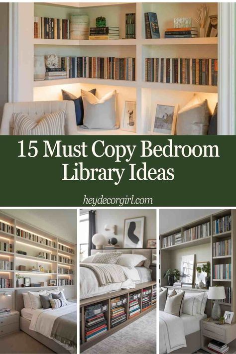 Bedroom Library Aesthetic, Bedroom Bookcase Ideas, Cozy Home Library Reading Space, Books In Bedroom, Bedroom Library Ideas, Bookish Bedroom, Book Corner Ideas Bedroom, Home Reading Room, Library Room Ideas