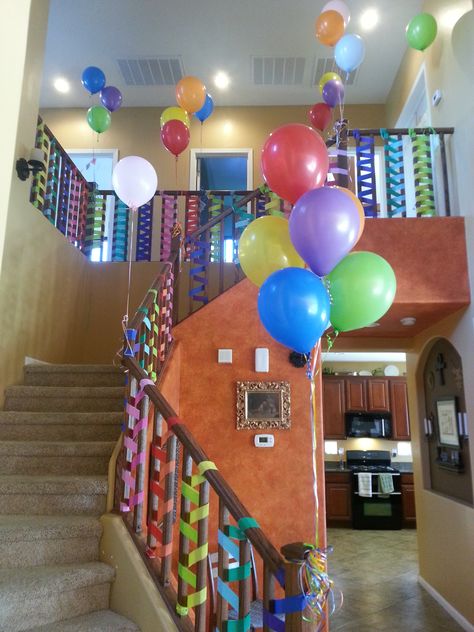 Birthday Surprise Ideas For Kids, Stair Decorations, Birthday Surprise Ideas, Birthday Balloon Surprise, Colorful Vibes, Surprise Ideas, Birthday Morning Surprise, Birthday Morning, Irish Festival