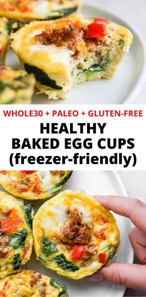 Egg Cups Breakfast Healthy, Paleo Egg Cups, Healthy Egg Bake, Baked Egg Cups, Egg Cups Recipe, Eggs Dinner, Egg Cups Breakfast, Paleo Meal Prep, Baked Egg