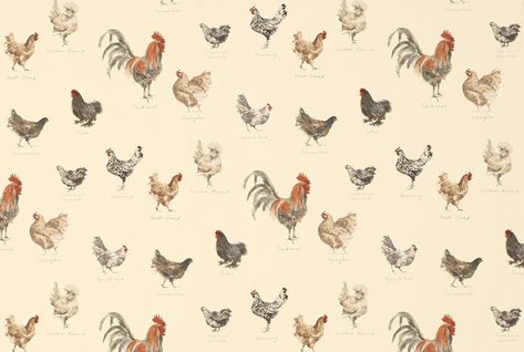 Laura Ashley Blog | MEET THE ARTIST BEHIND OUR BRANSCOMBE COLLECTION | http://www.lauraashley.com/blog Chicken Wallpaper, Floral Pattern Wallpaper, Linen Wallpaper, Feature Wallpaper, Chicken Art, Interior Renovation, Childrens Room Decor, Print Wallpaper, Laura Ashley