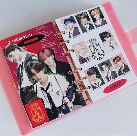 Ateez Binder Cover Ideas, Ateez Binder Cover, Ateez Scrapbook, Ateez Journal, Kpop Scrapbook, Binder Deco, Kpop Journaling, Seonghwa Yeosang, Kpop Deco