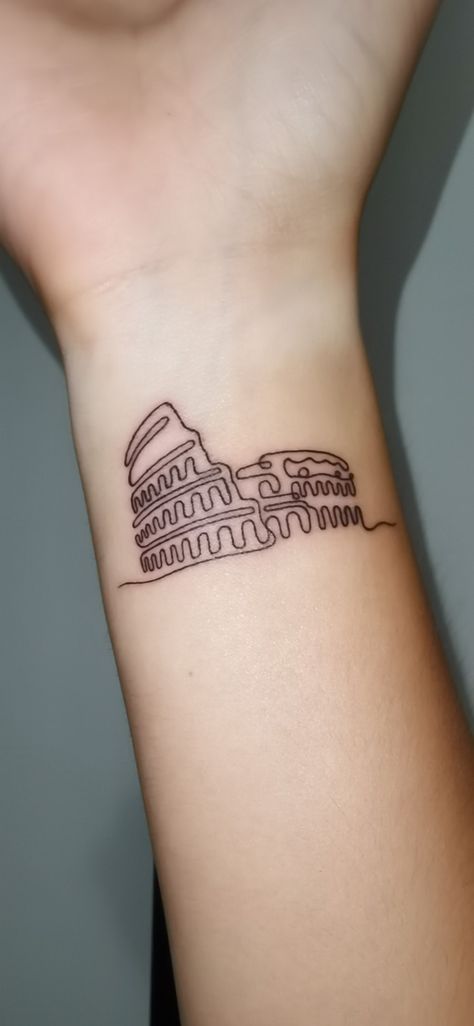 Rome Italy Tattoo, Colosseum Tattoo, Rome Tattoo, Italy Tattoo, Tattoo Board, Minimalist Tattoo, Rome Italy, Tattoo Artist, Triangle Tattoo