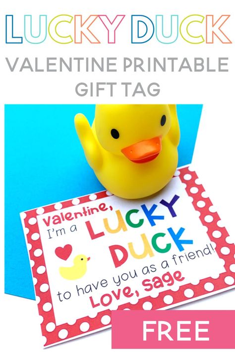 This easy non-edible valentine card is fun for toddlers, preschoolers or elementary students! Just attach a rubber duck! The Lucky Duck gift tag is free too! Valentine Rubber Duck, You Quack Me Up Free Printable, Rubber Duck Valentine Printable, Valentine Card Preschool, Duck Valentine Card, Duck Valentine Printable Free, Lucky Duck Valentine Free Printable, Rubber Duck Valentines For Kids, Duck Valentine Box Ideas