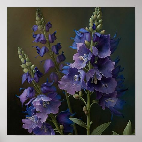 Purple Delphinium Flower Art Print Poster Purple Delphinium, Delphinium Flower, Delphinium Flowers, Flower Art Print, Mural Ideas, Facepainting Ideas, Floral Collection, Flower Prints Art, Art Print Poster