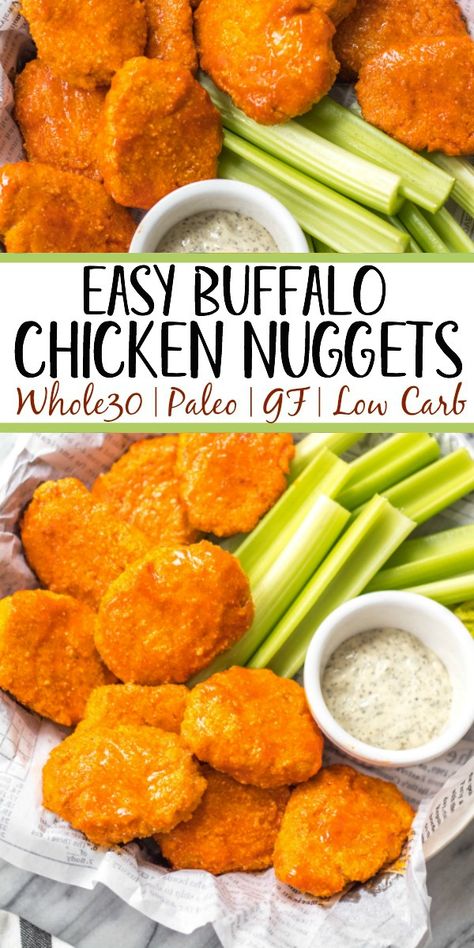 Buffalo Chicken Nuggets, Ground Chicken Recipe, Whole 30 Chicken Recipes, Whole30 Meals, Easy Buffalo Chicken, Buffalo Chicken Salad, Paleo Chicken Recipes, Whole30 Dinners, Ground Chicken Recipes