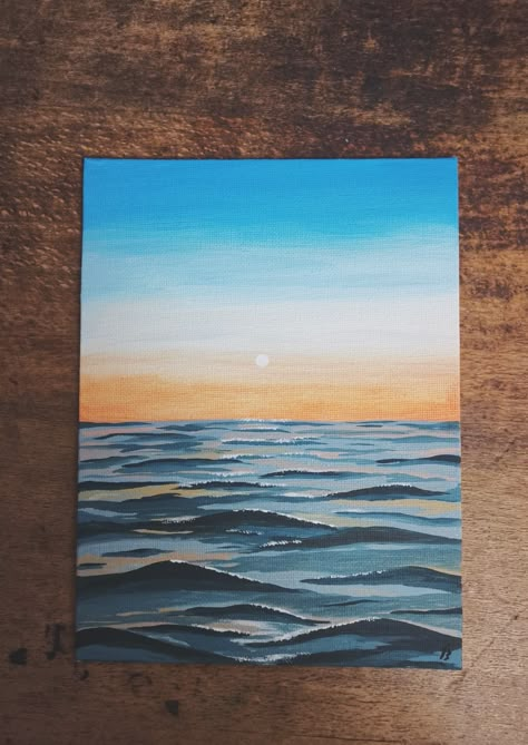 How To Draw Sea With Acrylic, Sea And Sunset Painting, Emily Mackey Art, Sunset On The Sea Painting, Small Sea Painting, Painting Sunset Acrylic, Sea Drawing Acrylic, Sunset At Sea Painting, Sea And Sky Painting