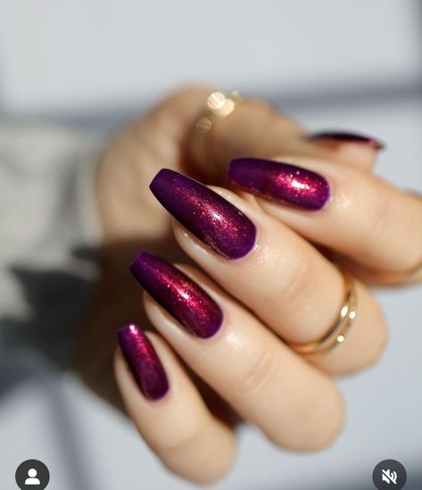 Purple With Chrome Nails, Purple Velvet Nails, Dark Purple Nails With Glitter, Nail Inspo Diy, Bright Purple Nails, Calligraphy Flowers, Nail Art Printer, Dark Purple Nails, Dark Pink Nails