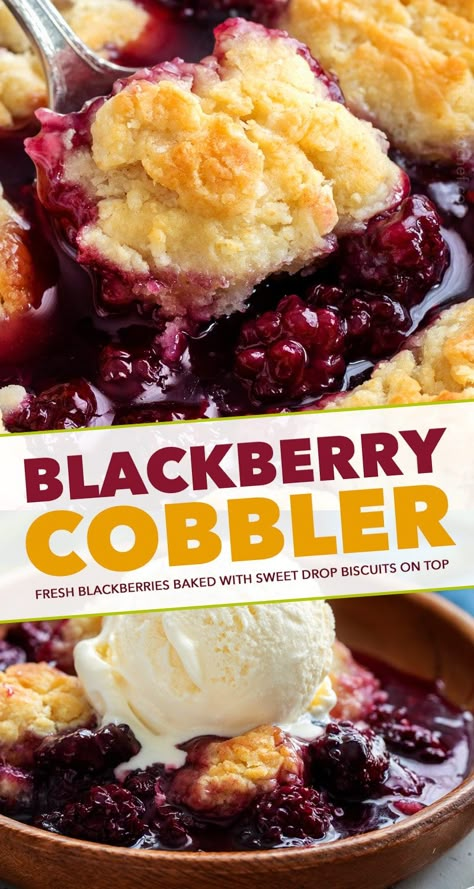 Easy Blackberry Cobbler, Blackberry Dessert, Blackberry Cobbler Recipe, Cobbler Recipes Easy, Dessert Summer, Blackberry Recipes, Berry Cobbler, Blackberry Cobbler, Yummy Desserts Easy