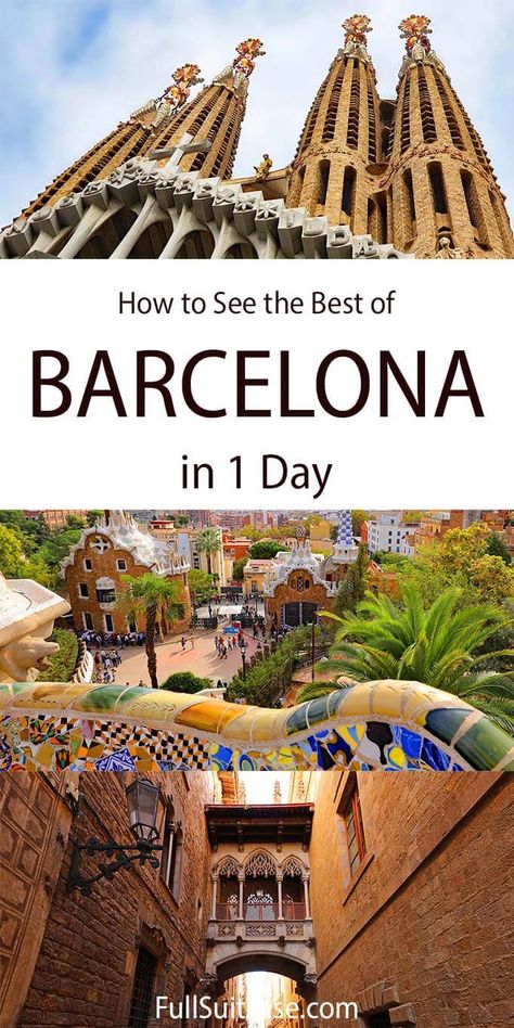 How to See the Best of Barcelona in One Day (Itinerary, Map & Tips) Spain Destinations, Barcelona Itinerary, Barcelona Travel Guide, Things To Do In Barcelona, To Do In Barcelona, Barcelona Spain Travel, Spain Itinerary, Visit Barcelona, Spain Travel Guide