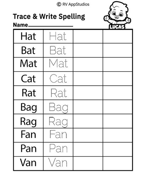 Spelling Words Worksheets for FREE. Trace and write spellings help kids to learn new words and their spellings. Tracing spelling worksheets are a great memory booster for kids. Download and print for free. Use it as a worksheet in your class or assessment sheet. #spellbook #spells #rvappstudios #smartspelling #spelling #teachingspelling #kids #learning #reading Easy Spelling Words, Hard Spelling Bee Words, Spelling Worksheets Kindergarten, Spelling Words Worksheets, Kindergarten Spelling Words, Spelling Practice Worksheets, How To Spell Words, Kindergarten Spelling, Spelling Word Practice