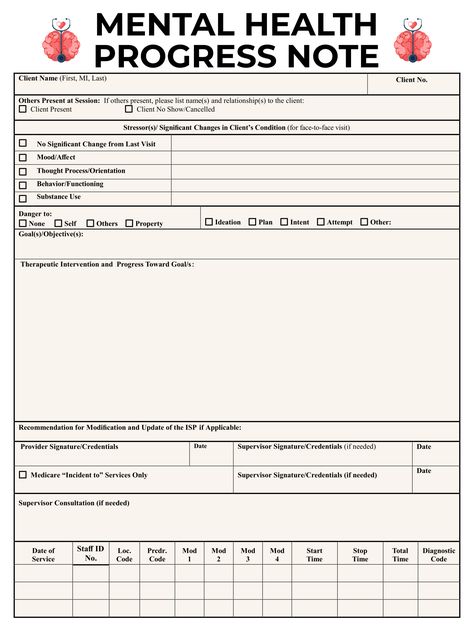 Counseling Notes Template, Therapy Notes Template, Progress Notes Template, Cbt Therapy Worksheets, Therapist Tips, Counseling Forms, Planner For Work, Health Protocols, Mental Health Assessment