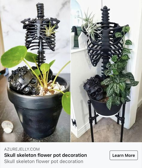 Skull Planter, Skeleton Flower, Decorating With Plants, Goth Garden, Casa Halloween, Gothic Garden, Plants Home, Goth Home Decor, Best Indoor Plants