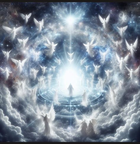 Angel Heirachy, Heavenly Angels Art, Heaven Realm, My Son In Heaven, Angel Time, Son In Heaven, 7 Chakras Meditation, Aesthetic Celestial, Seraphim Angels