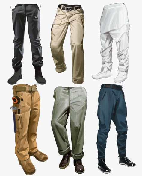 Embedded Pants Reference, Pants Drawing, Wrinkled Clothes, Digital Painting Techniques, Digital Painting Tutorials, Drawing Clothes, Digital Art Tutorial, Drawing Poses, Drawing Tips