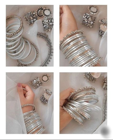 Bridal Jewelry Sets Brides, Bridal Jewellery Inspiration, Thread Bangles Design, Fancy Jewelry Necklace, Pretty Jewelry Necklaces, Glass Bangles, Fancy Jewellery Designs, Indian Jewelry Sets, Bridal Bangles