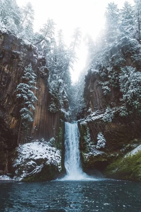 Toketee Falls, Winter Photography Nature, Oregon Nature, Winter Landscape Photography, Adventure Ideas, Nature Wallpapers, Winter Nature, Living Water, Winter Scenery