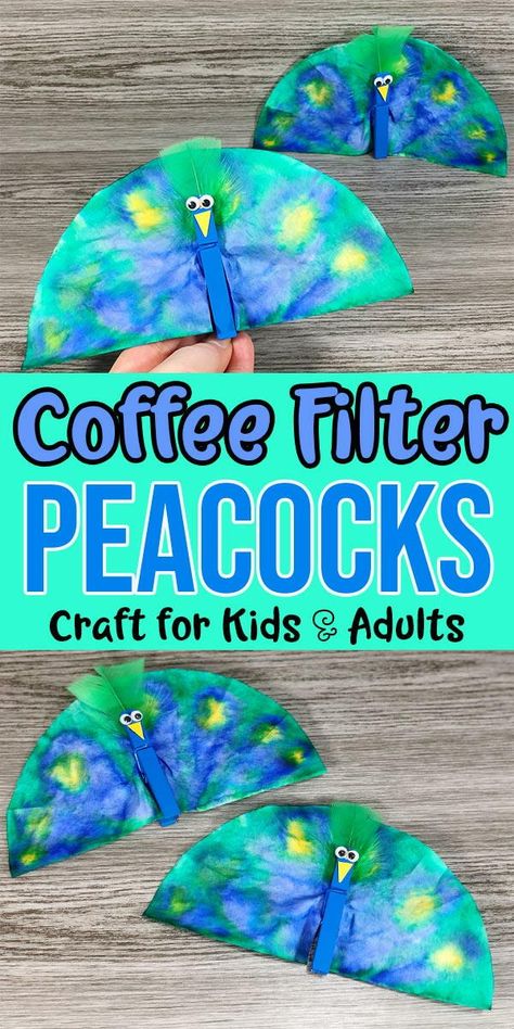 Filter Paper Craft, Peacock Crafts For Kids, Coffee Filter Crafts For Kids, Peacock Facts, Edible Kids Crafts, Holiday Party Crafts, Peacock Birthday, Bird Feeder Craft, Peacock Crafts