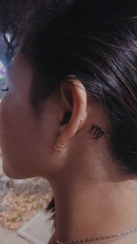 #virgogang #tattooideas #horoscope Virgo Tattoo Behind The Ear, Virgo Behind Ear Tattoo, Virgo Tattoo Behind Ear, Horoscope Tattoos, Virgo Tattoo, Virgo Sign, Tattoo Inspo, Pretty Tattoos, Neck Tattoo