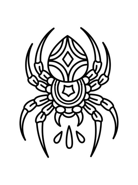 The spider. Can be used as a sketch of a tattoo. Traditional Spider Tattoo Flash, Old School Spider Tattoo, American Traditional Spider Tattoo, Spider Tattoo Traditional, American Traditional Spider, Spider Outline, Traditional Spider Tattoo, Tarantula Drawing, Spider Sketch