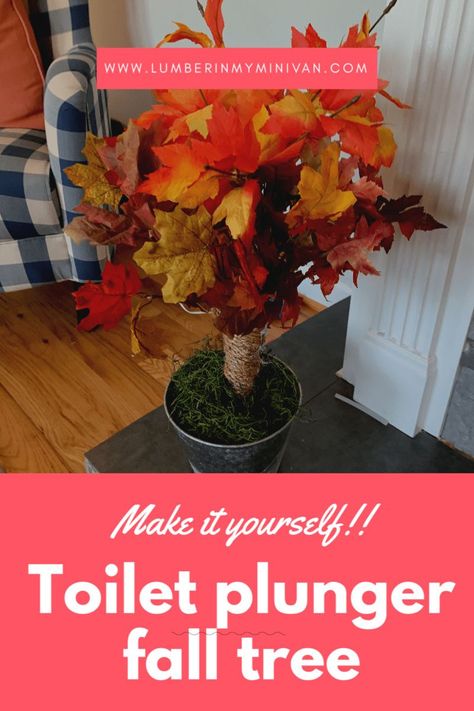 How to make a toilet plunger tree Dollar Tree Plunger Fall Tree, Toilet Plunger, Old Bucket, Garden Rock Border, Fall Decor Diy Crafts, Dollar Tree Halloween, Dollar Tree Hacks, Fun Fall Crafts, Dollar Tree Fall