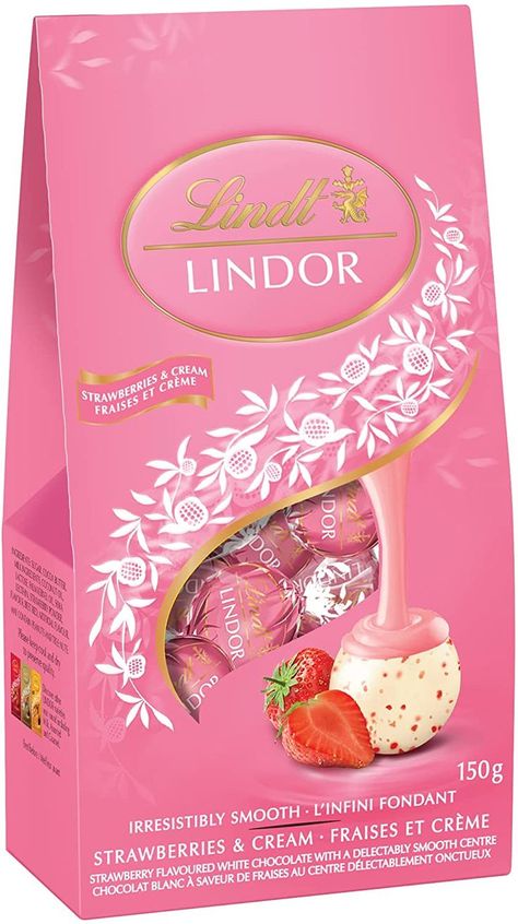 Lindt Strawberries And Cream, Lindt Chocolate Truffles, Strawberry White Chocolate, White Chocolate Truffles, Swiss Chocolate, Lindt Lindor, Lindt Chocolate, Luxury Chocolate, Chocolate Shells