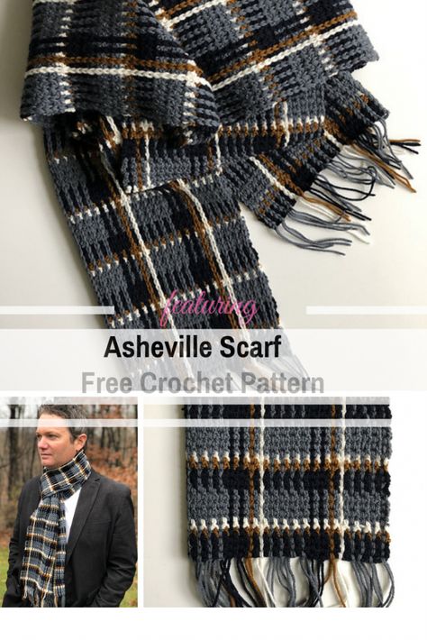 Simple And Beautiful Men's Plaid Scarf Crochet Pattern Crochet For Men, Plaid Crochet, Beau Crochet, Crochet Men, Knit Clothing, Crochet Scarfs, Scarf Crochet, Double Crochet Stitch, Scarf Crochet Pattern