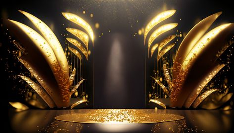 Luxurious Gold Leaf Black Background Stage#pikbest#Backgrounds Pageant Background Design, Pageant Background, Bingkai Gold, Stage Background Design, Gold Black Background, Banner Background Design, Royal Theme Party, Award Background, Black And Gold Background