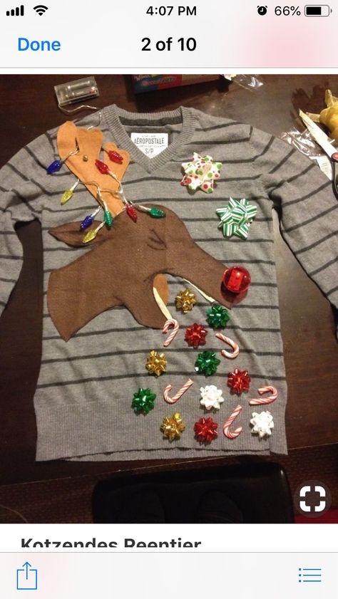 Diy Christmas Sweater, Diy Ugly Christmas Sweater, Tacky Christmas Sweater, Reindeer Sweater, Sweater Ideas, Ugly Xmas Sweater, Tacky Christmas, Party Sweaters, Christmas Sweater Party