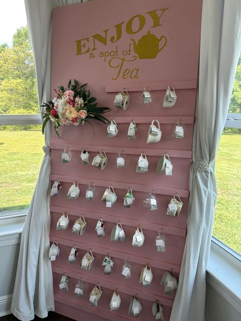 Bridal Shower Tea Station, Vintage Tea Party Photo Backdrop, Bridgeton Bachelorette Party, Bridgerton Bridal Tea Party, Garden Tea Party Theme Bridal Shower Ideas, Garden Tea Party Bridal Shower Ideas Decor, Tea Cup Birthday Party, Tea Party Venue Ideas, High Tea Bridal Shower Decor