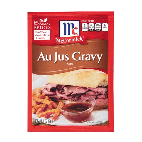 Prepare delicious au jus sauce in just 5 minutes with McCormick's au jus gravy mix. Find tons of recipe ideas and ingredient details now. Making Gravy, Slow Cooker Salisbury Steak, Dry Ranch Seasoning, Natural Spices, Au Jus Gravy, Recipes French, Salisbury Steak Recipes, French Dip Sandwich, Beef Gravy