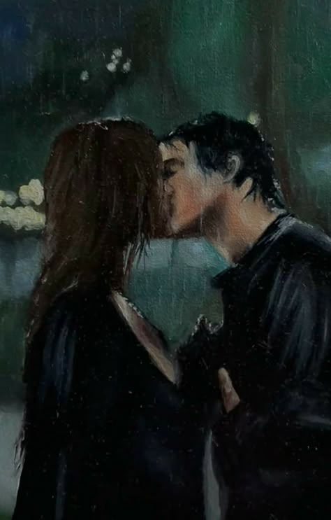 Vampire Diaries Aesthetic Wallpaper, The Vampire Diaries Aesthetic, Vampire Diaries Aesthetic, Diaries Aesthetic, Percy Bysshe Shelley, Elena Damon, Kissing In The Rain, Romance Art, Romantic Art