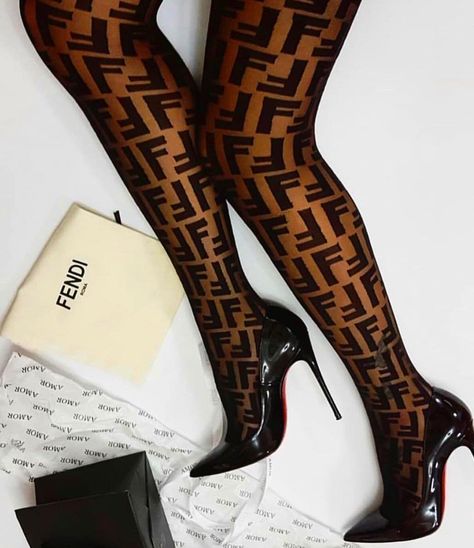 Fendi Fendi Tights, Balenciaga Sock, Fendi Clothing, Stockings Outfit, Black Balenciaga, Fendi Logo, Stocking Tights, Sheer Tights, Fashion Tights