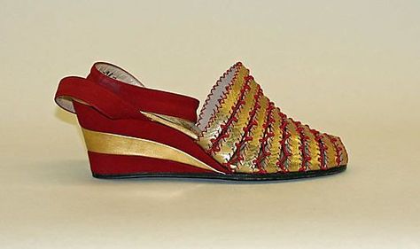 - Salvatore Ferragamo, 1937 Shoe History, 1930s Shoes, Classy Beauty, 1940s Shoes, 1930's Style, 1930's Fashion, Vintage Sandals, Vintage Closet, Ruby Slippers