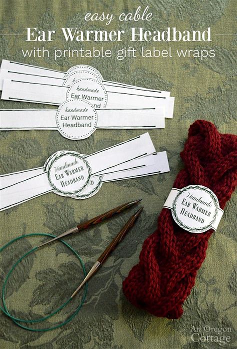 Free printable label wraps make easy cable knitted ear warmer headbands a perfect gift. Printable Gift Labels, Crochet Labels, Knitting Labels, Frugal Christmas, Free Printable Tags, Labels Printables Free, Crochet Ear Warmer, Crochet Business, Ear Warmer Headband