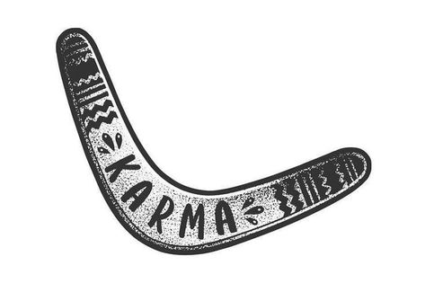 Karma Boomerang Tattoo, Karma Sketch, Karma Boomerang, Boomerang Tattoo, Tattoo Karma, Boomerang Design, Farm Tattoo, Karma Tattoo, Object Illustration