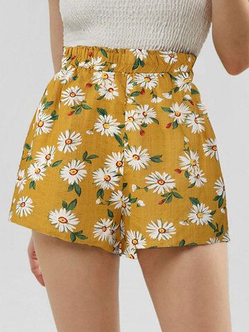 I found this amazing Bohemia Sunflower Print Short For Women with ₹19.99,and 14 days return or refund guarantee protect to us. --Newchic Printed Summer Shorts, High Rise Style, Sunflower Print, Sweater Dress Midi, Daisy Print, Hoodie Top, Leather Coat, Boho Bohemian, Printed Shorts