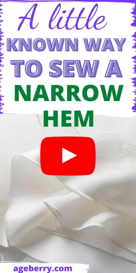 YouTube sewing tutorial on how to sew a rolled hem Hem Dress Diy, Hemming Chiffon, Creative Sewing Ideas, Hem Finishes, Sewing Hems, Dress Sewing Patterns Free, Creative Sewing, Couture Sewing Techniques, Sewing Tutorials Free