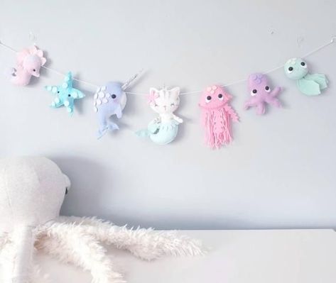 Mermaid Nursery Theme, Little Mermaid Nursery, Ocean Themed Bedroom, Girly Nursery, Ocean Themed Nursery, Sea Nursery, Mermaid Bedroom, Mermaid Nursery, Unicorn Nursery