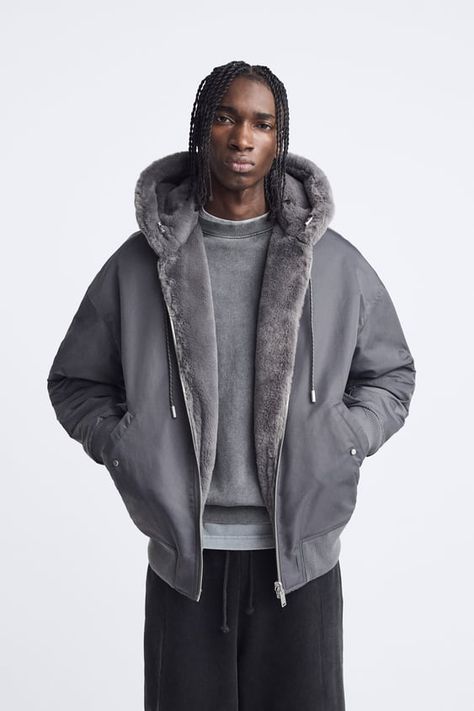 Men's Jackets | ZARA United States Zara Jacket Men, Pilot Jacket, Fur Hood Jacket, Zara Jacket, Hooded Faux, Flight Jacket, Casual Hat, 2023 Autumn, Mens Hooded