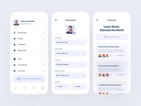 uStock - Profile & Community by Malik Abimanyu ✅ for Keitoto on Dribbble Community Ui, Setting Ui, Profile App, Ux Design Principles, App Design Layout, Mobile Application Design, Mobile App Design Inspiration, App Interface Design, Mobile Web Design