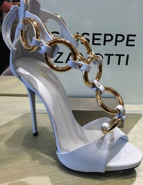 Giuseppe Zanotti  Heels white gold Guissepe Zanotti, Sandle Heels, Zanotti Heels, Giuseppe Zanotti Heels, Expensive Shoes, Beautiful Sandals, Stunning Shoes, Shoe Boot Sandals, Womens Shoes High Heels