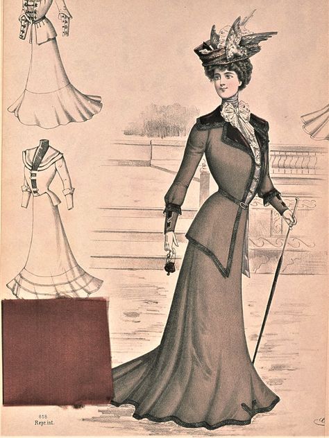 Fashion Plate - Le Costume Moderne - 1901 Edwardian Sleeves, 1902 Fashion, Edwardian Fashion Plates, Edwardian Era Fashion, 1899 Fashion, 1900 Fashion, Victorian Era Fashion, 1890s Fashion, 20th Century Fashion