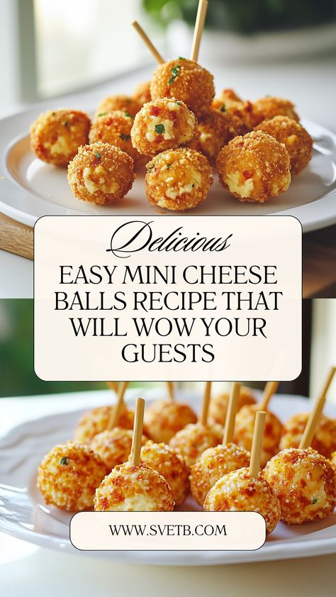 Elevate your entertaining game with this Easy Mini Cheese Balls Recipe! These little cheesy bites are not only simple to make but are also a crowd-pleaser at parties and game nights. Featuring a creamy cheese base mixed with fresh herbs and garlic, they pack a flavorful punch. Customize them with various coatings for added texture and flair. Arrange these delightful cheese balls on a platter for a stunning presentation that will have your guests raving! Mini Cheese Platter, Cheese Balls Recipe Easy, Mini Cheese Ball Bites, Mini Cheese Balls Recipe, Garlic Balls, Mini Cheese Balls, Cheese Balls Recipe, Cheesy Bites, Cheese Ball Recipes Easy