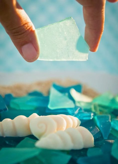 Sea Glass Candy Recipe, Mermaid Drink, Ocean Theme Party, Moana Birthday Party, Moana Party, Moana Birthday, Sea Birthday, Fondant Figures, Glass Candy