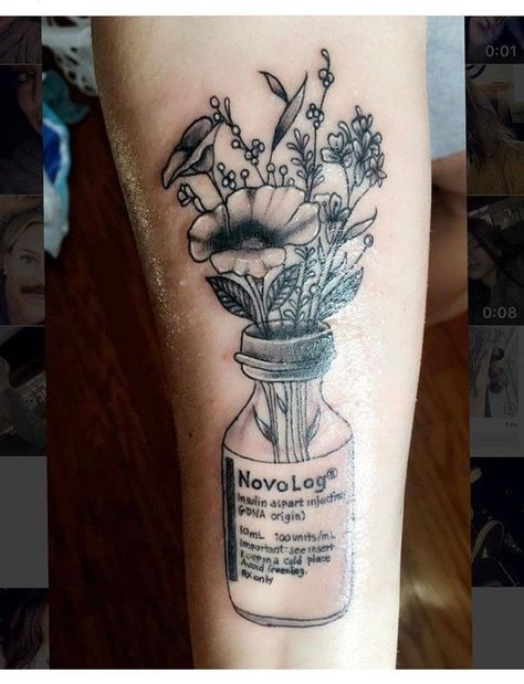 Insulin Vial Tattoo, T1d Tattoo, Medical Tattoos, Medical Alert Tattoo, Watercolour Tattoos, Mother Nature Tattoos, Medical Tattoo, Nurse Tattoo, Bottle Tattoo