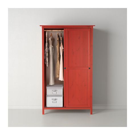 HEMNES Wardrobe with 2 sliding doors - red - IKEA Hemnes Wardrobe, Diy Closet Storage, Cheap Closet, Ikea Closet Organizer, Organizer Wardrobe, Ikea Apartments, Coat Closet Organization, Tv Area, Ikea Hemnes