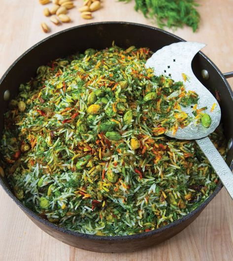 Pistachio Rice, Easy Persian Recipes, Basil Rice, Fish Side Dishes, Holiday Meals, Rice Recipe, Dill Rice, Vegetarian Rice Recipes, Rice Side