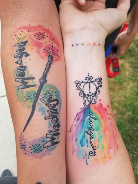 Rainbow Tattoo, Potter Family, Potter Tattoo, Rainbow Tattoos, Family Tattoo, Harry Potter Tattoo, Family Tattoos, Mischief Managed, Tattoos And Piercings