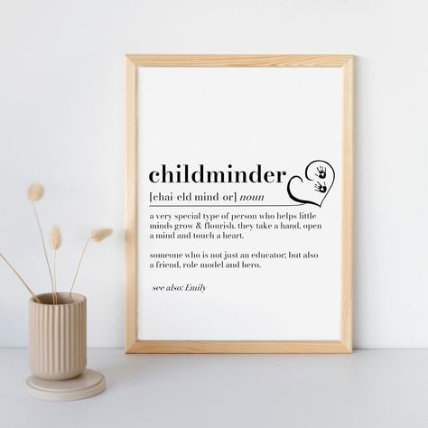 Childminder Gifts, Babysitter Gifts, Type Of Person, Personalised Prints, Role Model, Definition Prints, Etsy Fashion, Thank You Gifts, Email Address