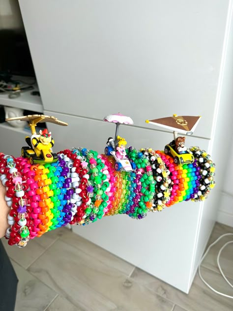 Mario Kart Kandi Cuff, Mini Rotator Cuff Kandi, Rotator Cuff Kandi, Kandi Crafts, Kandi Jewelry, Scene Kandi, Kandi Beads, Kandi Inspo, Diy Kandi Bracelets